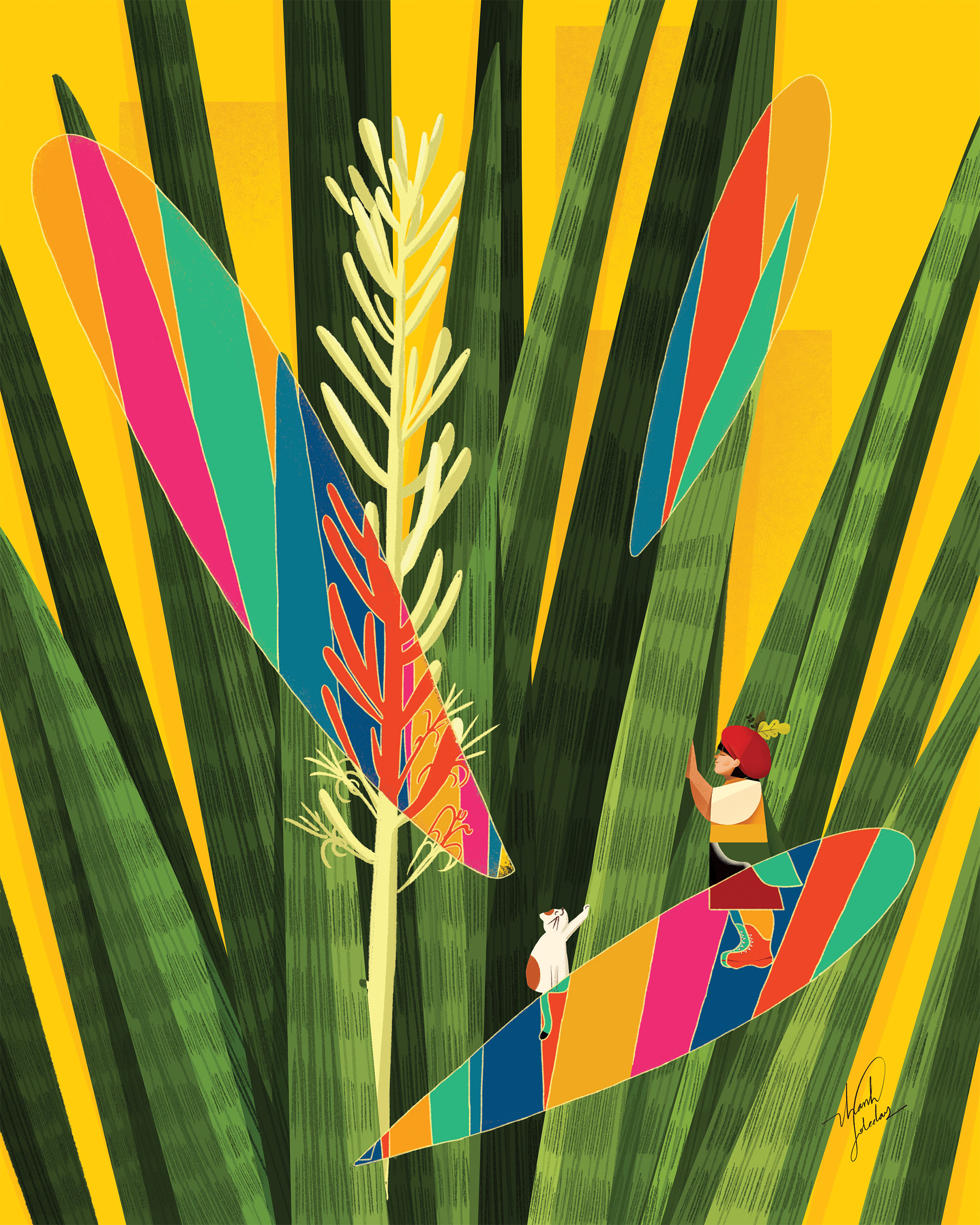Ngà voi art art work botanical art cat colorful digital art drawing ideation illustration illustrator plant plant art spear plant thanh soledas