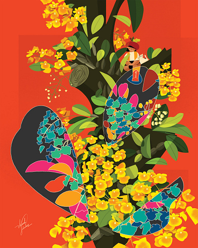 Vảy rồng art art work botanical botanical art cat colorful drawing green ideation illustration illustrator lindleys dendrobium plant plant art thanh soledas