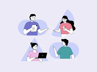 Teamwork brand digital illustration flat geometric illustration person remote team teamwork vector