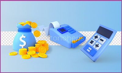 Business icons 3d banking calculator currency dollar finance illustration modeling 3d cute
