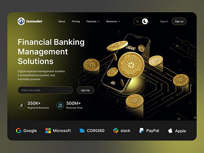 Financial Banking Management web design banking digital banking financial landing page money ui ui design ux wallet web web design website