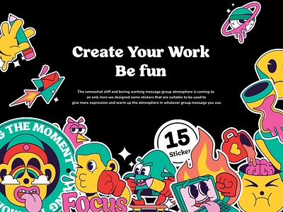 Work Stickers Pack 3d branding design fun fun sticker gif gif animated illustration motion graphics retro sticker sticker sticker to work ui vector website work