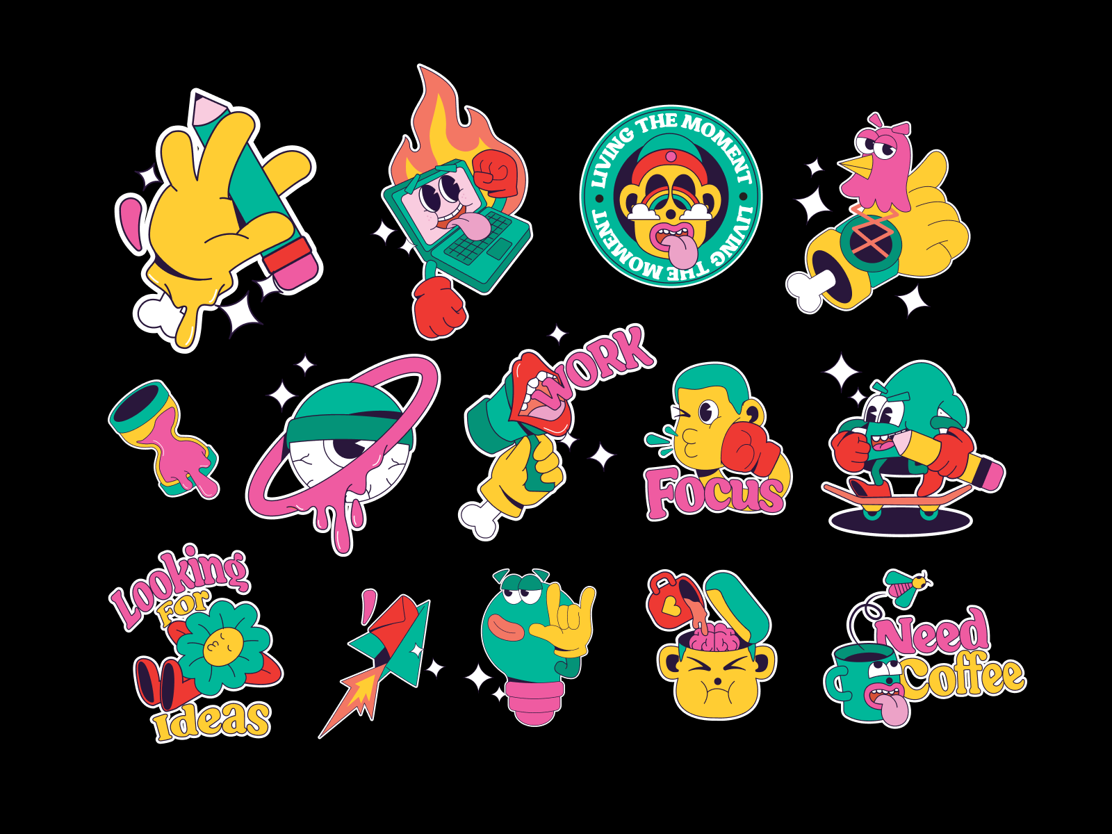 Work Stickers Pack by Haraki for Vektora on Dribbble