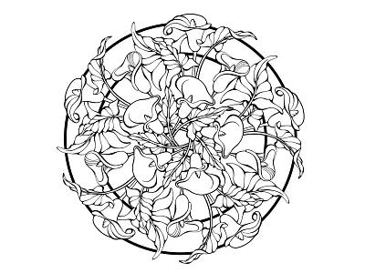 Mandala from the set “Little Cozy Town” Coloring pages. Vector. little cozy town