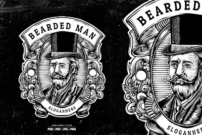 Bearded Man Illustration mustache