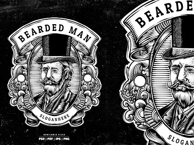 Bearded Man Illustration mustache