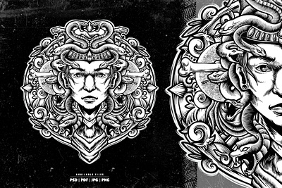 Medusa Head Illustration hair