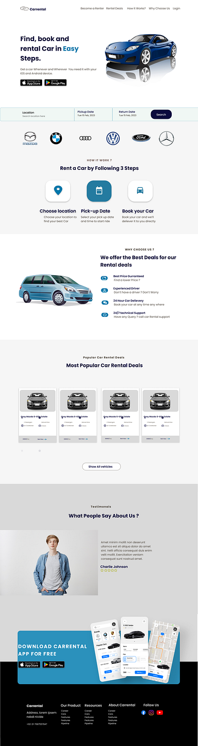 Car Rental Web UI app branding design graphic design illustration logo typography ui ux vector