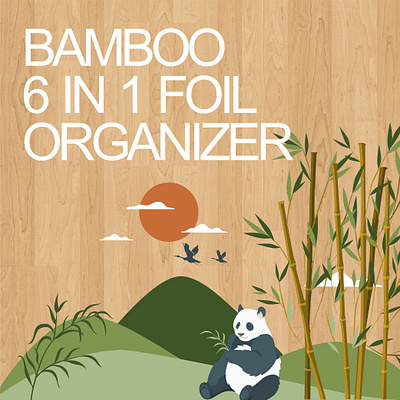 Bamboo 6 in 1 Foil Organizer Packaging Design amazon art direction bamboo brand specialist branding graphic design illustration nature packaging packaging design packaging designer panda south east asia warm