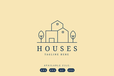 House Logo aesthetic branding building business design graphic design house illustration logo monoline vector