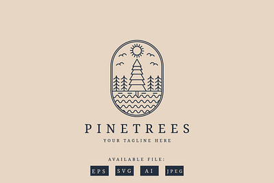 Pine Tree Logo aesthetic branding business design graphic design illustration logo monoline pine tree vector vintage