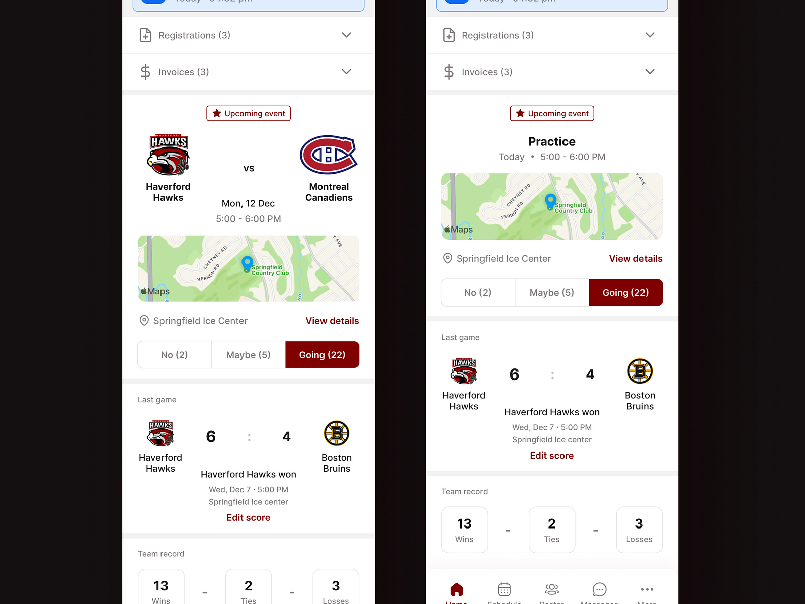 Gamebeast Hockey team management app by Mayank Ojha on Dribbble
