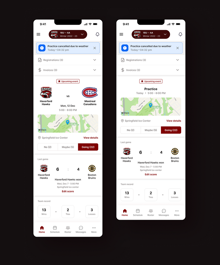 Gamebeast Hockey team management app by Mayank Ojha on Dribbble