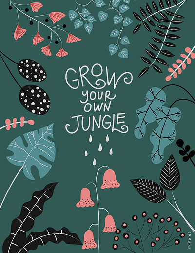 Grow your own jungle botanical colorful design flatdesign handlettered handlettering illustration lettering nature patterndesign sketch vector vintage