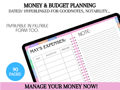 Finance planner digital planner editable templates finance planner goodnotes templates