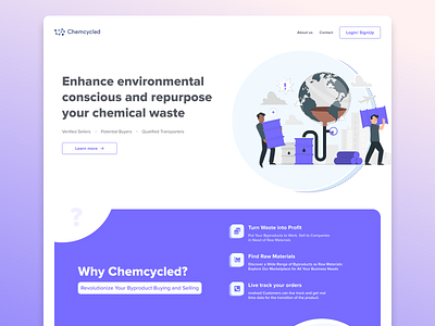Chemcycled Environmental Conscious blue chemical illustration landing page landinpage repurpose ui design