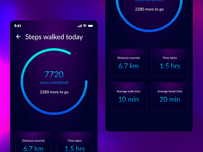 Health tracker app concept design app design dark mode design gradients health tracker ui user interface visual design