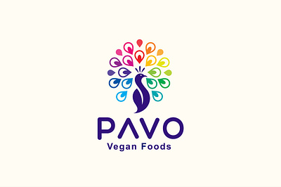 Pavo Logo Design. abstract bird brand brandidentity branding colorful creative design food graphic design icon leaf logo logodesign logodesigner logoinspiration logomark modern multicolor peacock