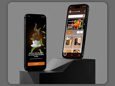 Coffee and Tea Ordering App 3d app application branding coffee design fi graphic design illustration landing page logo mobile motion graphics tea ui uiux design ux web website