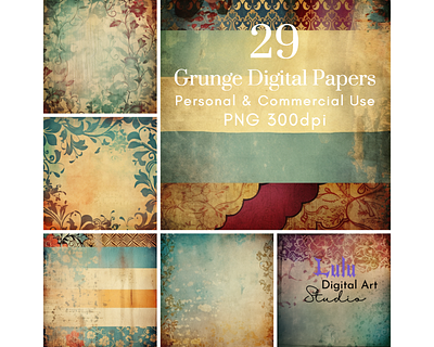 29 Grunge Digital Papers - Distressed Paper Texture commercial use grunge design