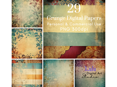 29 Grunge Digital Papers - Distressed Paper Texture commercial use grunge design