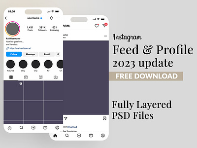 Instagram Feed and Profile | Free PSD *2023* 2023 download free free mockup freebie instagram mockup psd ui