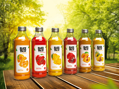 Black Wolf Fruit juice 3d mockup design fruit juice packaging design lable design packaging design