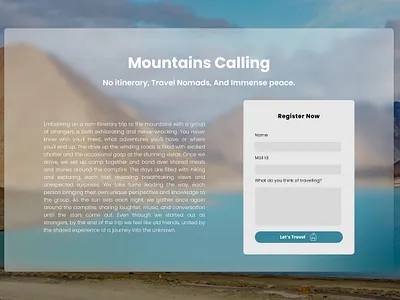 Event Invitation Sign Up Page | Mountains, Views, Peace 001 dailyui event glassmorphism mountain sign up page