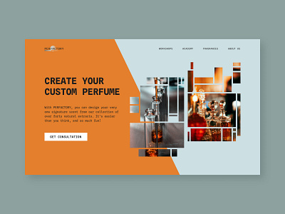 Design concept for the institute of creating your own fragrance branding design landing landing page main screen perfume ui ux web design