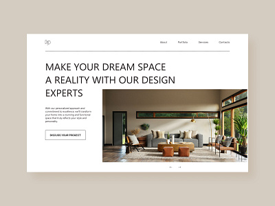 Home screen for interior design studio/ Variant 2 design first screen interior interior design landing main page ui ux web design