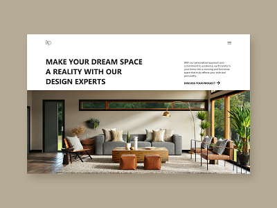 Home screen for interior design studio/ Variant 3 design first screen graphic design interior landing ui ux web design