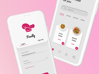 Foodly app design app ui delivery app design figma fiverr food food app design foodly graphic design landing page sleek ui ux