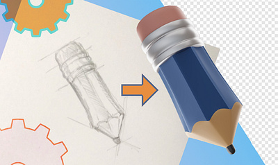 3d pencil icon with cute style 3d drawing graphic design pencil cute