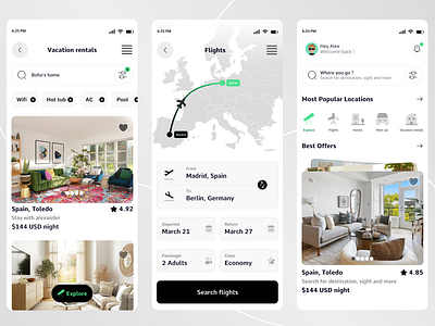 Flight Booking App airbnb booking booking app explor flight flight app fly ticket map persian place rent rental rental vacation ticket tourist tourist app travel travel app ui vacation rental