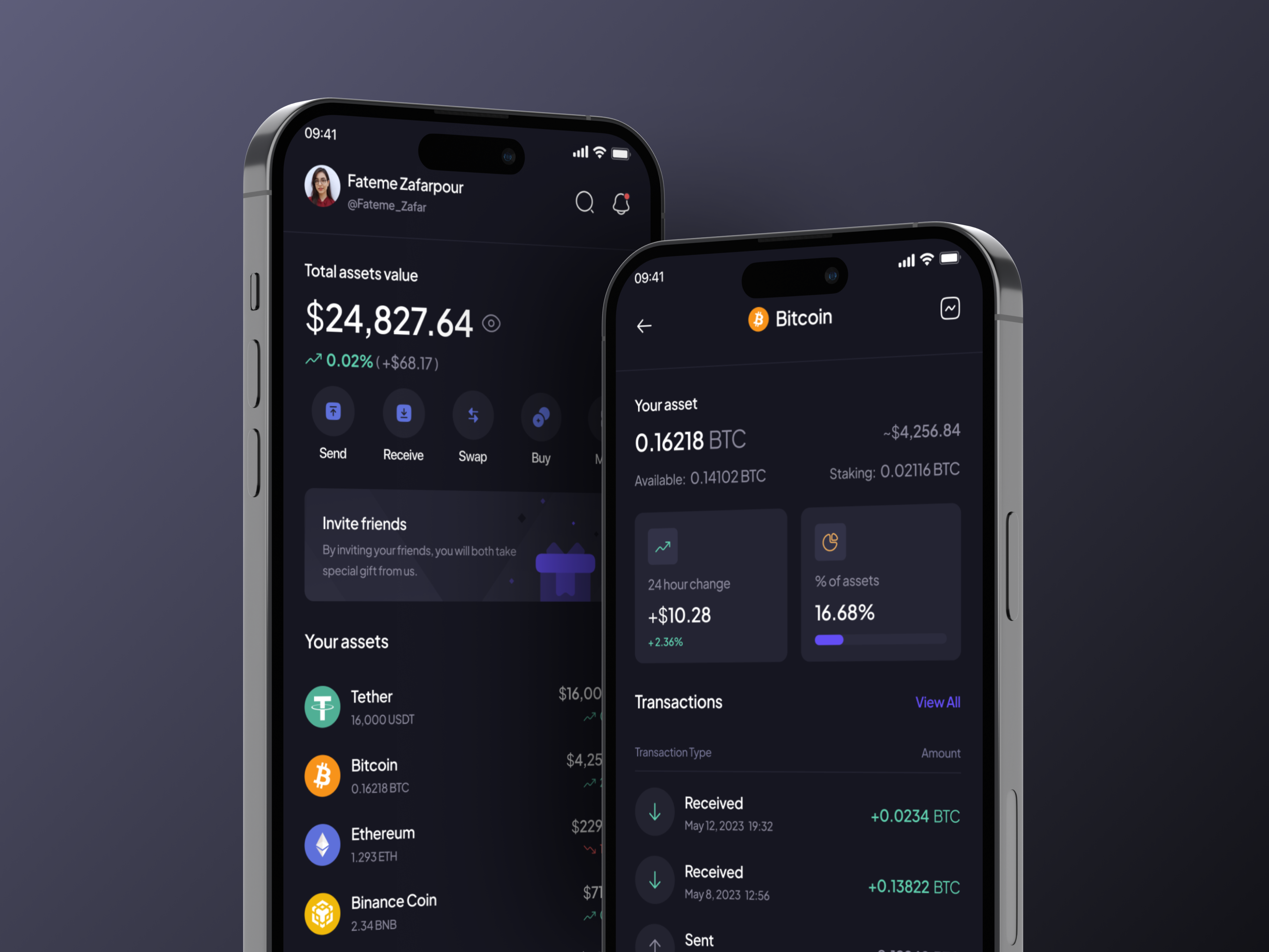 Crypto Wallet App - Dark Mode app app design binance clean coin crypto crypto wallet cryptocurrency design exchange minimal mobile mobile app trading ui wallet wallet app