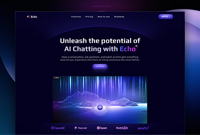Echo - AI Chat Landing Page Design ai design figma graphic design landing page mobile tech ui ux