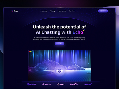 Echo - AI Chat Landing Page Design ai design figma graphic design landing page mobile tech ui ux