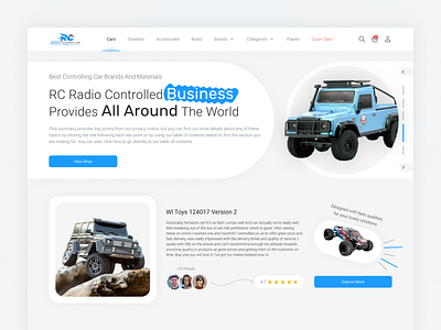 RC radio controlled cars and crawlers landing page blue branding car cars controlled crawler design home homepage landing landing page rc truck ui ux