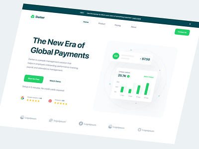 Darker - Fintech Platform Landing Page banking banking mobile digital banking digital banking ui finance finance app finance app ui finance landing finance landing page ui finance ui finance website fintech header ui home page landing page landing page ui ui ui design web ui website