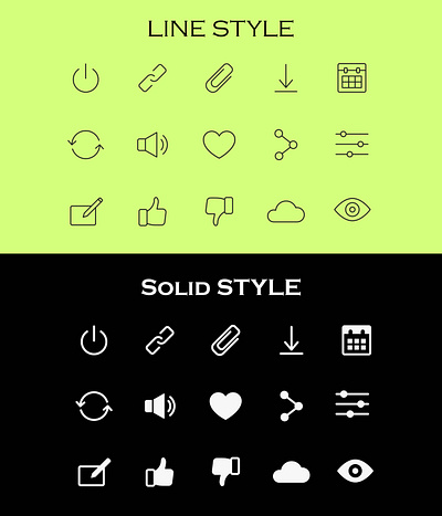 Icons- Line & Solid branding creativity design icons illustrator photoshop pixel uxdesign vector