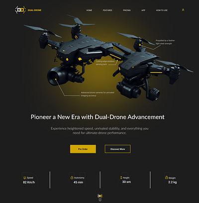 Dual Drone Website Homepage ai branding design graphic design illustration logo typography ui ux