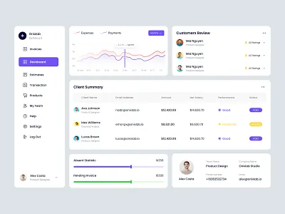 Agency management app UI component dashboard design management app onixlab saas saas app saas tool ui ui components ui design ui designer ux web app