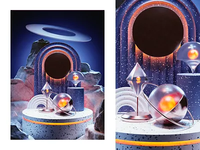 modern 3d composition 3d blender composition cycles design render space