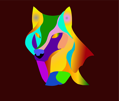 Colorful dog 3d adobe illustrator colorful dog colorful wolf digital art dog in illustrator graphic design illustration illustrator art wolf