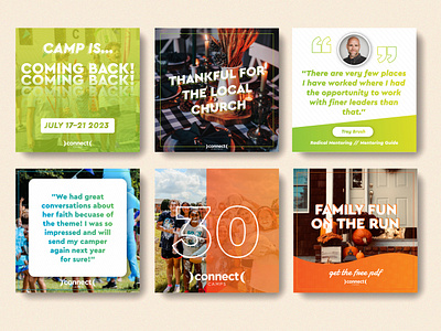 Connect Ministries/Camps Social Posts adobe blend tool branding camp campaign family fun gradient gradients grainy graphic design holidays instagram overlays patterns shark social media summer camp topo topographical pattern waves
