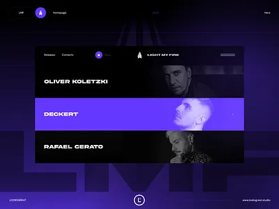 LMF Records artist dj hero hover label music records service sound typography ui website