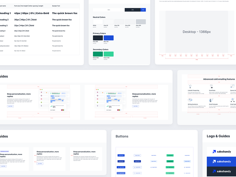 Saleshandy Website Styleguide b2b buttons colors design system grids guides logo product design saas type system typography ui ui ux ux website website design