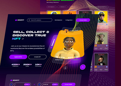 NFT Landing Page Design des design graphic design ui