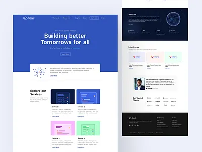 Cloud - Website design for startup app design app ui banner ad banner design cloud design host illustration landing logo marketing service shopping startup ui ux web 3 website website design