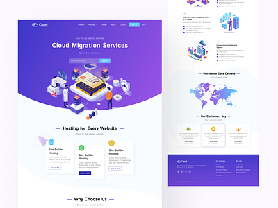 Cloud - Website design for cloud storage startup app design banner ad banner design cloud design hosting illustration landing page migration shopping storge web web 3 website website design